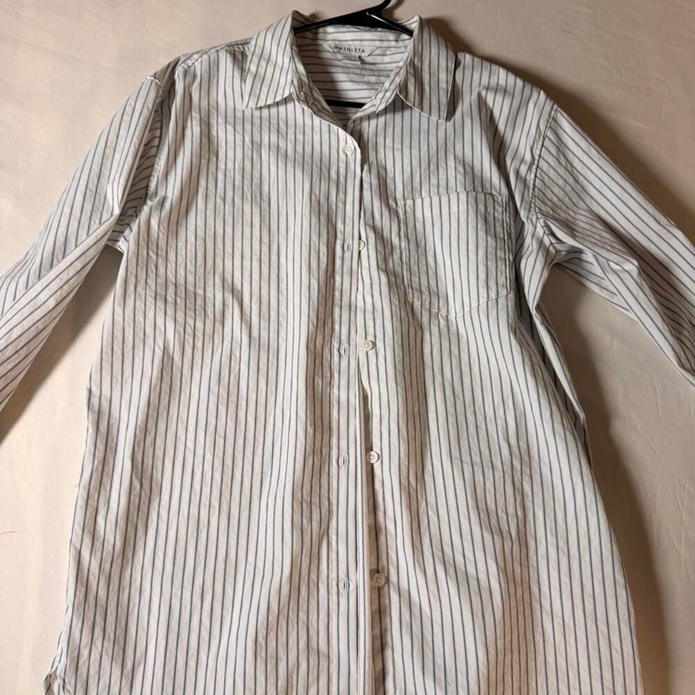 Athleta striped oversized button down